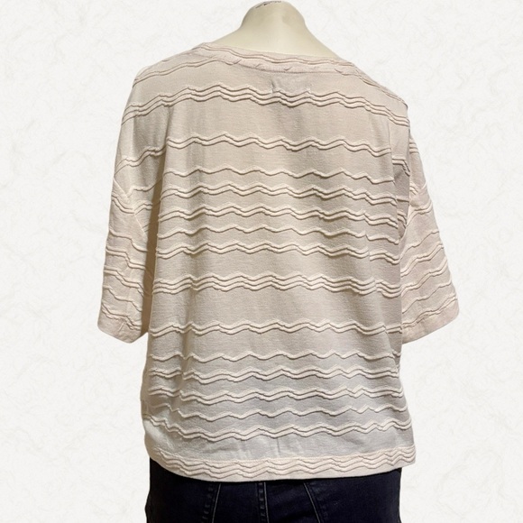 Madewell Texture & Thread Scallop-Stripe Top, Size Medium - Picture 4 of 5